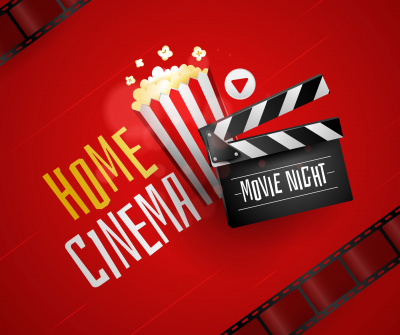 Home movie background with popcorn